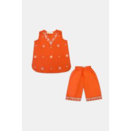 Embroidered Orange Infant 2PC