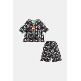 Printed Khaddar-Black Infant 2PC