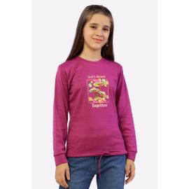 Purple Graphic Printed Girls Sweatshirt