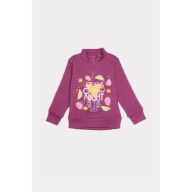 Purple Graphic Printed Girls Sweatshirt