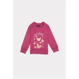 Purple Butterfly Printed Girls Sweatshirt