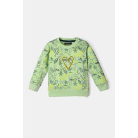 Light Green Printed Girls Sweatshirt
