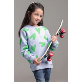 Sky Blue Graphic Girls Sweatshirt