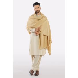 Fawn Woolen Men Shawl