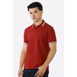 Bargundy Jacquard Collar Polo