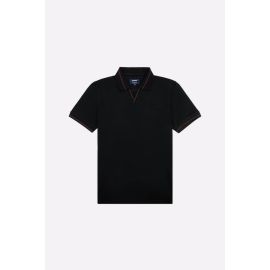 Black Solid Collar Lycra Polo