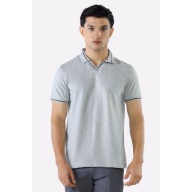 Heather Grey Solid Collar Lycra Polo