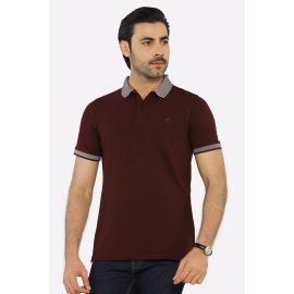 Maroon Jacquard Collar Polo