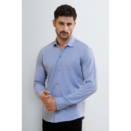 Light Blue Knitted Casual Shirt