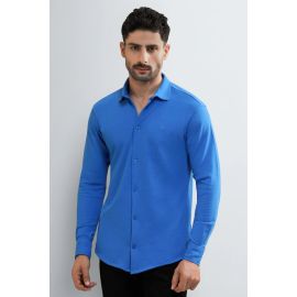 Royal Blue Knitted Casual Shirt