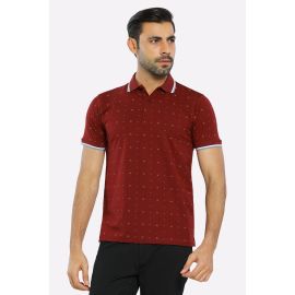 Burgundy Printed Polo