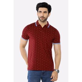 Burgundy Printed Polo