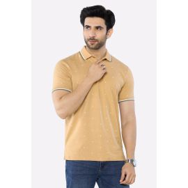 Beige Printed Polo