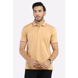 Beige All Over Printed Polo