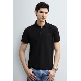 Black Solid Collar Polo
