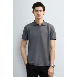 Charcoal Solid Collar Polo