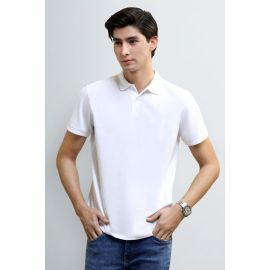 White Solid Collar Polo