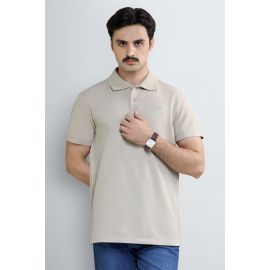 Beige Tipping Collar Polo