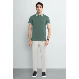 Green Tipping Collar Polo