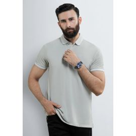 Grey Solid Collar Polo
