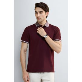 Maroon Tipping Collar Polo