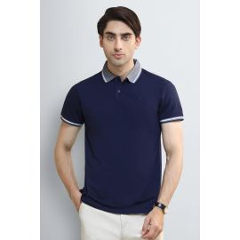 Navy Tipping Collar Polo