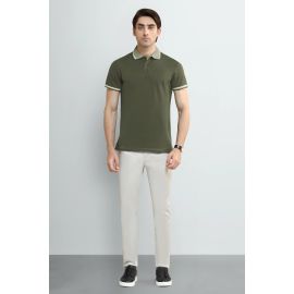 Olive Tipping Collar Polo