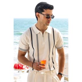 White Flat Knit Polo
