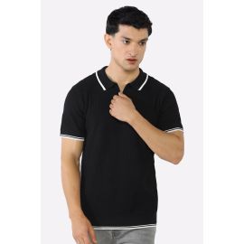 Black Flat Knit Polo