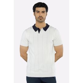 White Flat Knit Polo