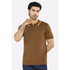 Coffee Flat Knit Polo