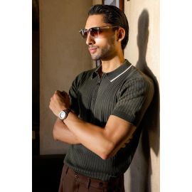 Green Flat Knit Polo