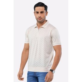 Beige Jacquard Fashion Polo