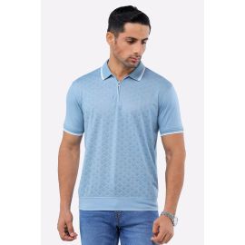 Blue Jacquard Fashion Polo