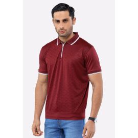 Maroon Jacquard Fashion Polo