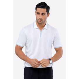 White Jacquard Fashion Polo