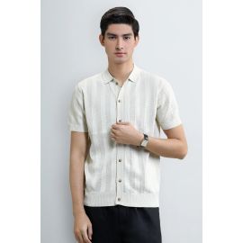 Men's Cream Flat Knit Short Sleeve Shirt
