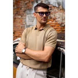 Men's Brown Flat Knit Polo