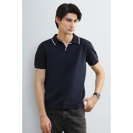 Navy Blue Tipping Collar Polo