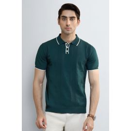 Green Jacquard Collar Polo
