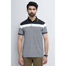 Black Jacquard Collar Polo