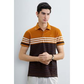 Orange Striped Yarn-Dyed Polo