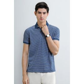 Indigo Yarn-Dyed Striped Polo