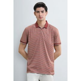 Red Yarn-Dyed Striped Polo