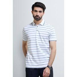 Off White Striped Polo