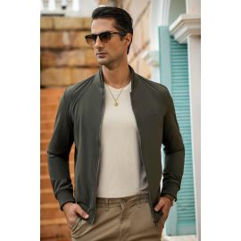 Full-Zip Bomber Jacket with Mock Collar