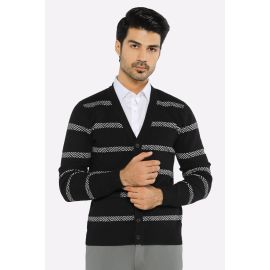 Men Full Sleeves Black Cardigan