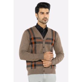 Men Full Sleeves Light Brown Cardigan