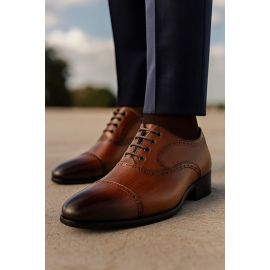 Coffee Men Formal Derby Lace Shoes