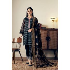 Printed Black 2PC Suit
